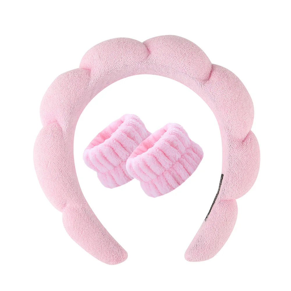 3Pcs Makeup Sponge Spa Headband Puffy Sponge Sweet Hair Band Women Wshing Face Skincare Yoga Facial Mask Sport Hairband Headwear