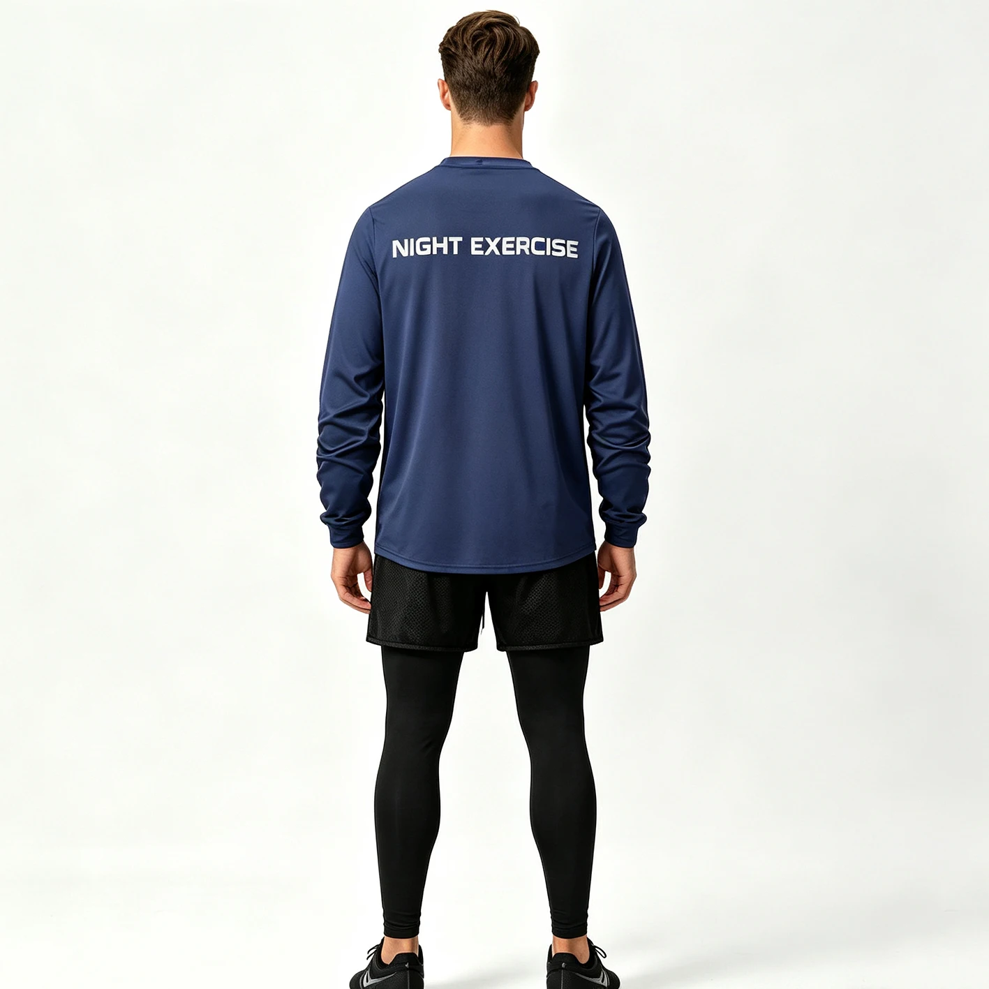 Men 2‑Piece Sports Suit Back Printed Camo Long Sleeve T‑Shirt 2 in 1 Shorts 5 Colors Gym Running Training Sportswear Set view 2