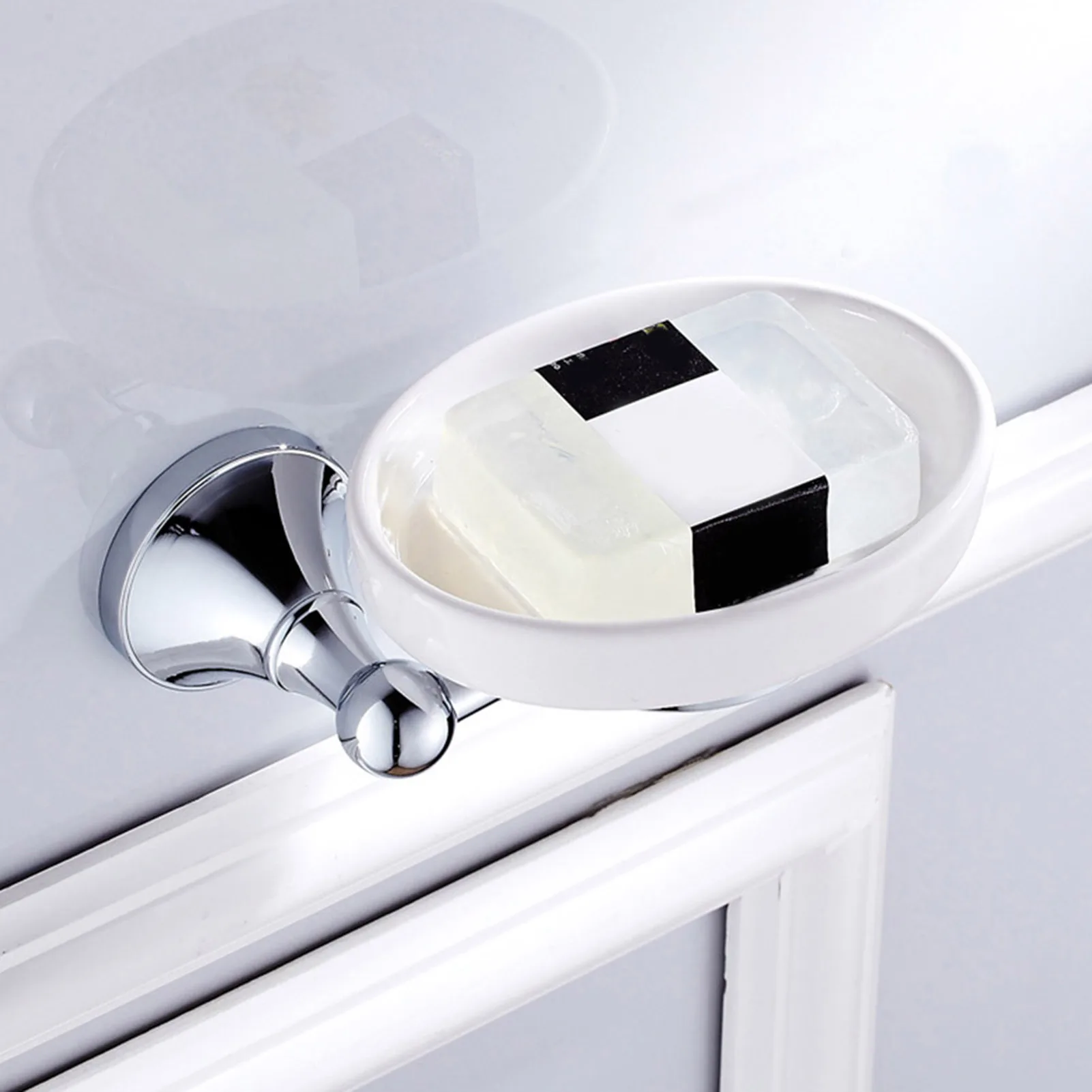 Jabonera de cerámica montada en la pared de plata brillante antigua, soporte de jabón de ducha Vintage, accesorios de baño, Hardware de 130mm