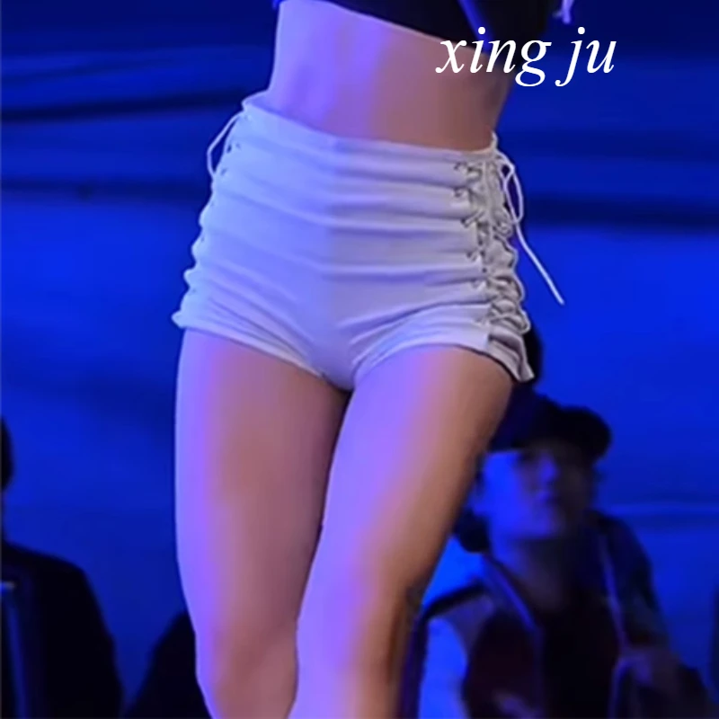 Nuove donne Festival musicale Abbigliamento Costume di scena Moda Vita alta Pantaloncini attillati con lacci Jazz Dancewear Discoteca DJ Ballerino Wear