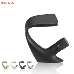 BAKALA Matte Black Basin Faucets Waterfall Modern Brass Bathroom Faucet Deck Mount Simple Design Crane Cold Hot Water Mixer Tap