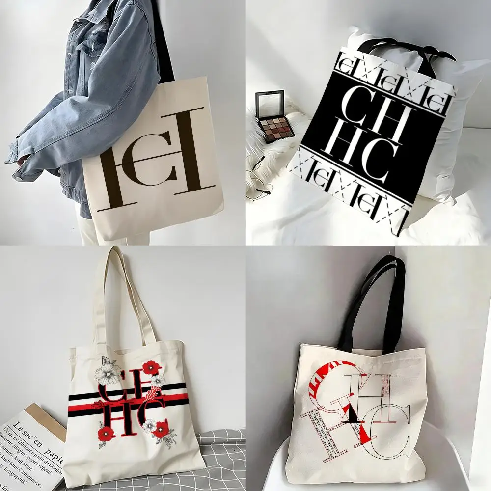 Bolsas de Almacenamiento, Bolsa de Hombro Casual y Portátil, Bolsa de Compras Ligera, Bolsa de Lino Reutilizable, Carolina Herrera