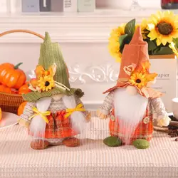 Thanksgiving Sunflower Faceless Old Man Rudolph Plush Doll Tabletop Window Decoration Standing Pieces