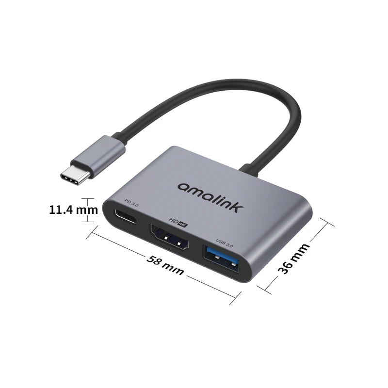 4K @ 30Hz متعددة الوظائف قاعدة لتثبيت الكمبيوتر المحمول USB 3.0 محول لنظام التشغيل ماك/ويندوز/لينكس/أندرويد/IOS usb hub التوصيل والتشغيل نوع c محول