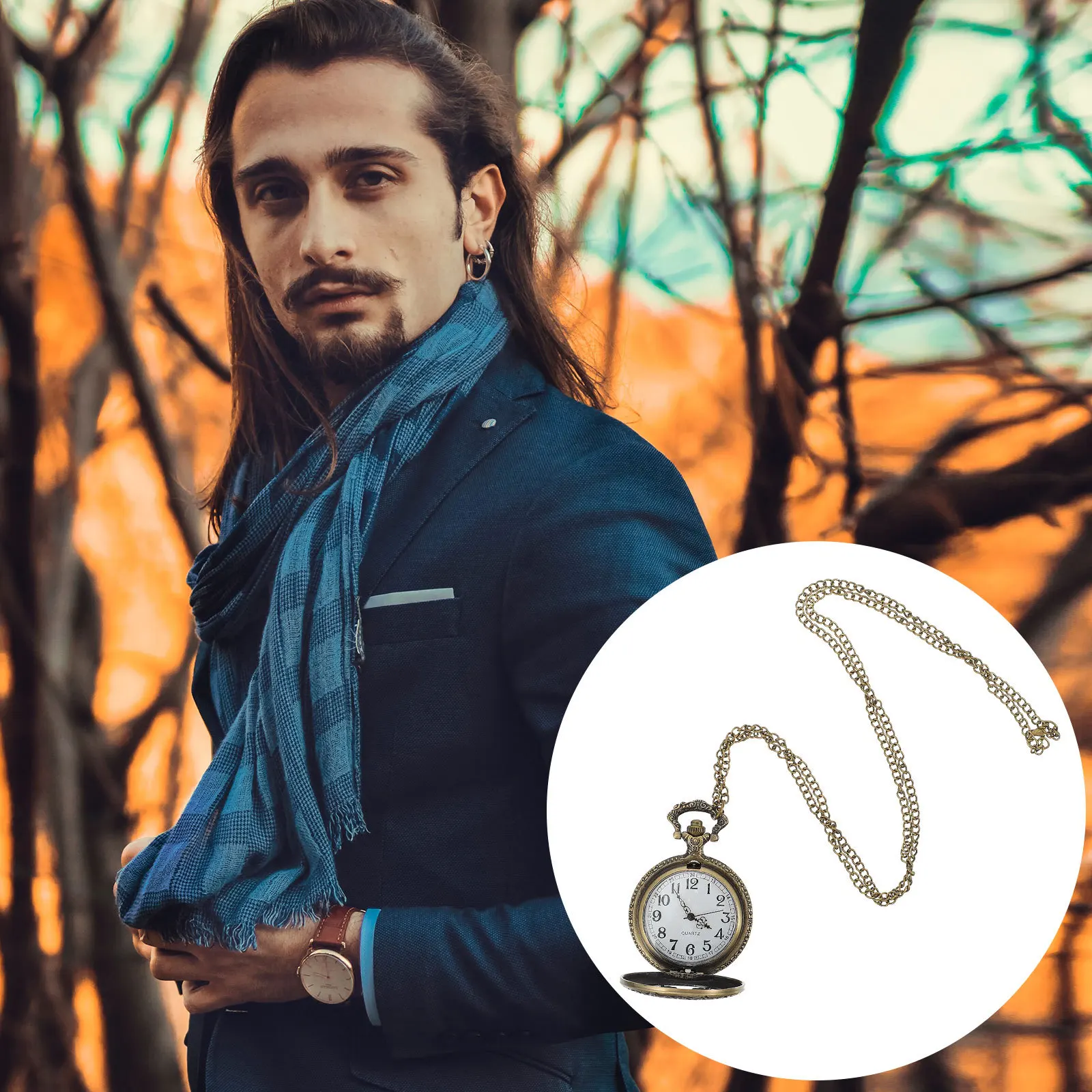 

1pc Retro Pocket Watch White Dial Zinc Alloy Case Metal Chain Lightweight Portable Quartz Movement Hollow Carved Design Vintage