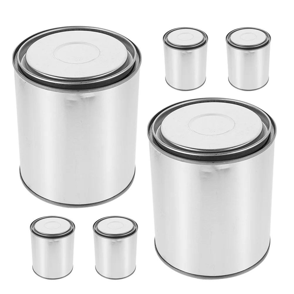 

6 Pcs Asphalt Barrel Pitch Storage Container Thicken Empty Paint Cans Iron Multipurpose with Lids Sealing