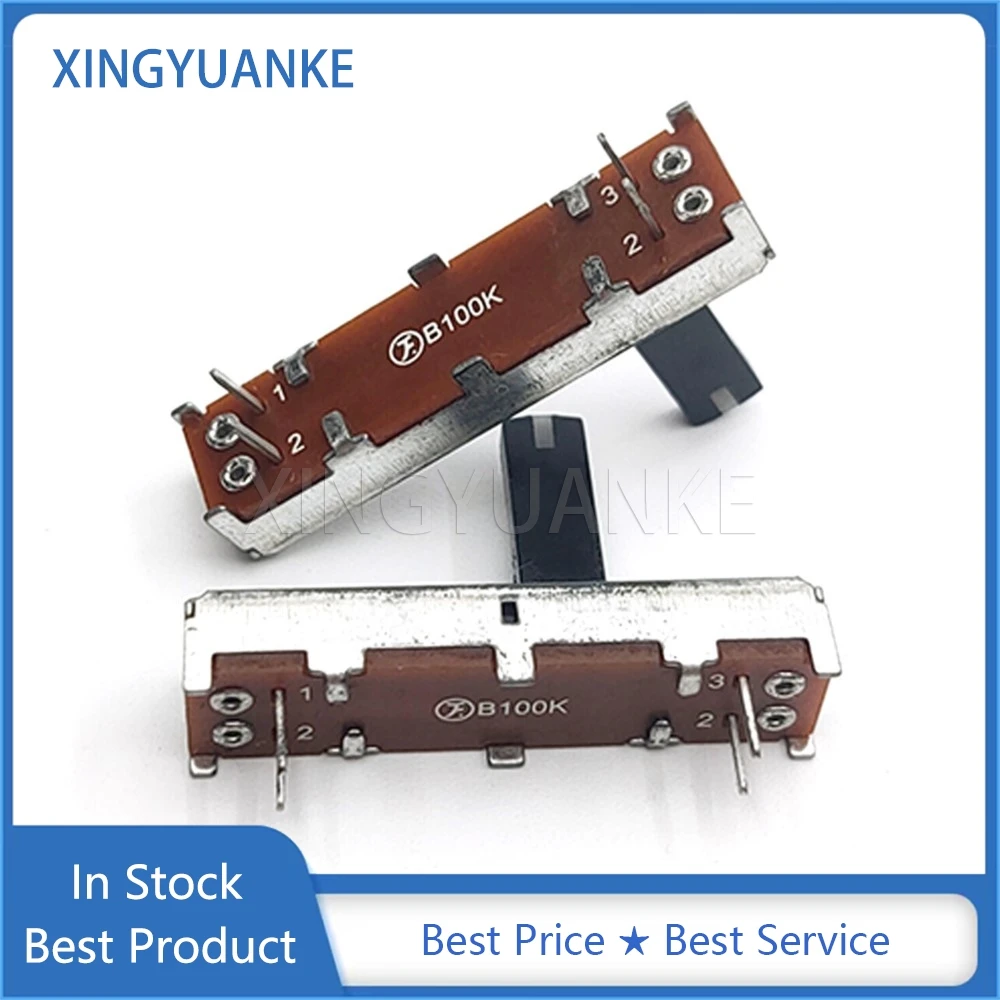 2PCS SC2042N 35MM Straight Slide Potentiometer B100K With Midpoint 3.5CM Mono Mixer Fader B104 4-Pin Handle Length 15MM