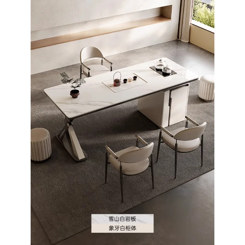 

Rock slab light luxury tea table modern simple kung fu tea table and chair combination integrated home living room