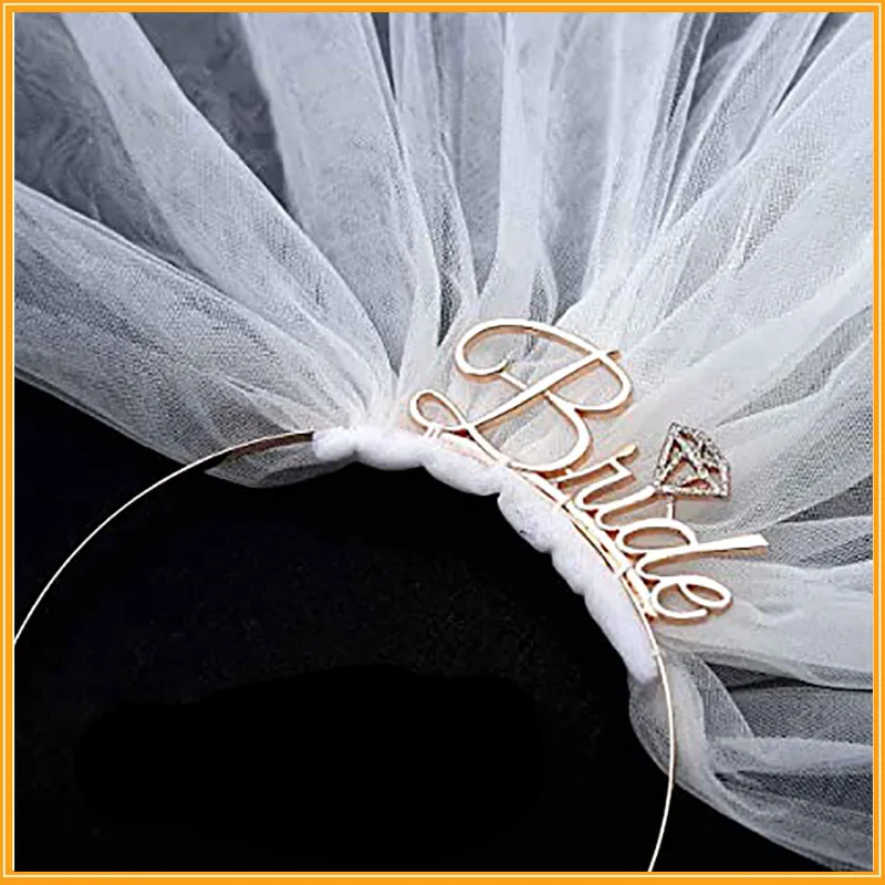 

Gold Letter Bride Crown Veil Headband with Veil High Quality Bridal Hair Accessories Wedding Party Engagement Dinner Decoration