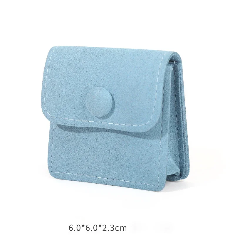 20pcs Green Microfiber Jewelry Pouch Snap Button Bags Custom Earrings Present Packaging Envelope Brooch Ring Gift