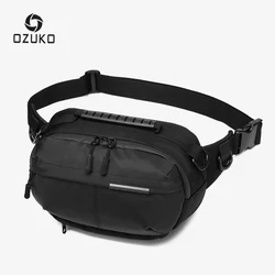 OZUKO Waterproof Men Waist Bag Fashion Chest Pack Male Outdoor Sports Crossbody Bag Short Travel Belt Fanny Pack for Phone Pouch