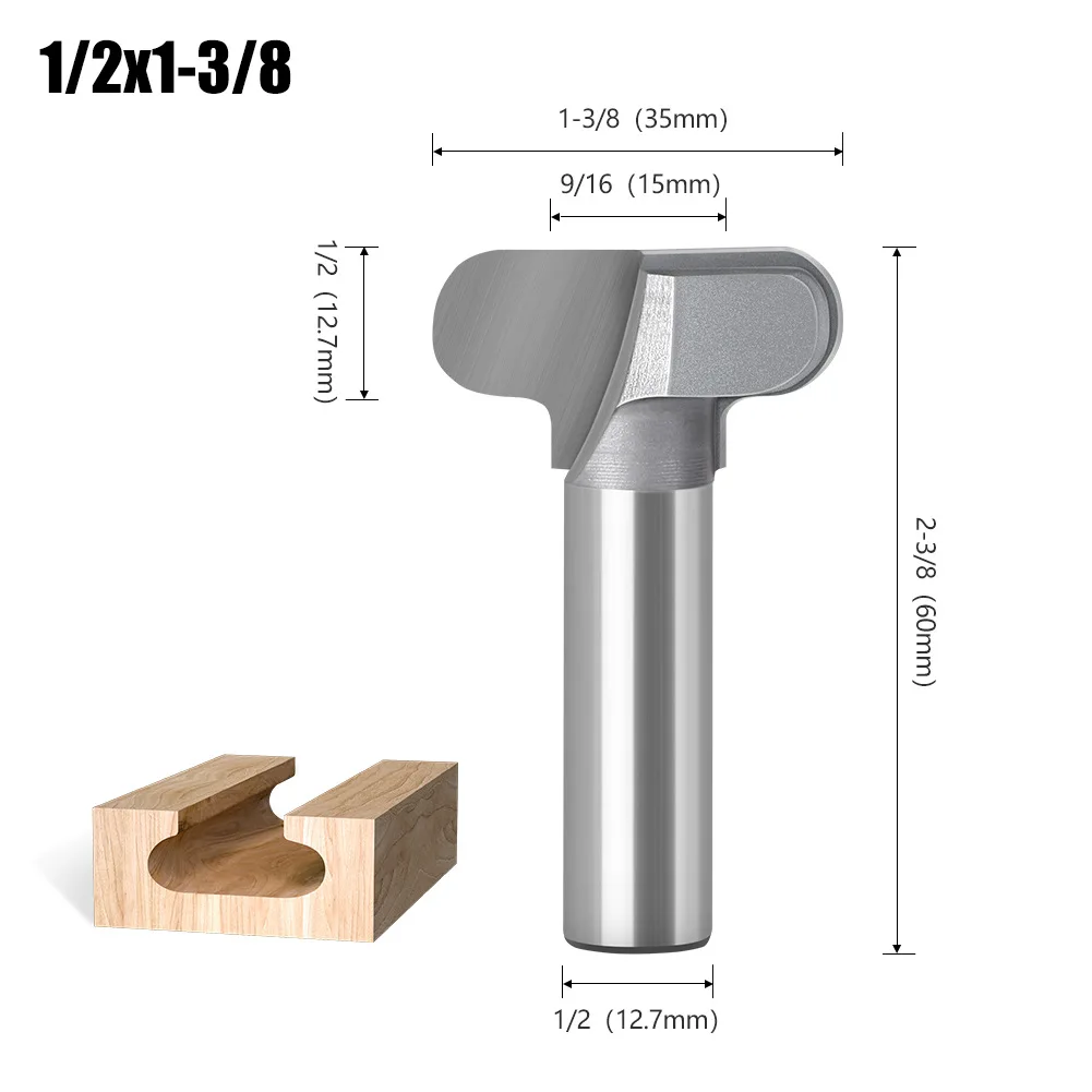 1/2mm Cabinet Handle Pull Cutter  Door Panel Drawer Edge Forming Bit  T-Slot Chamfer Trimming Router Bit