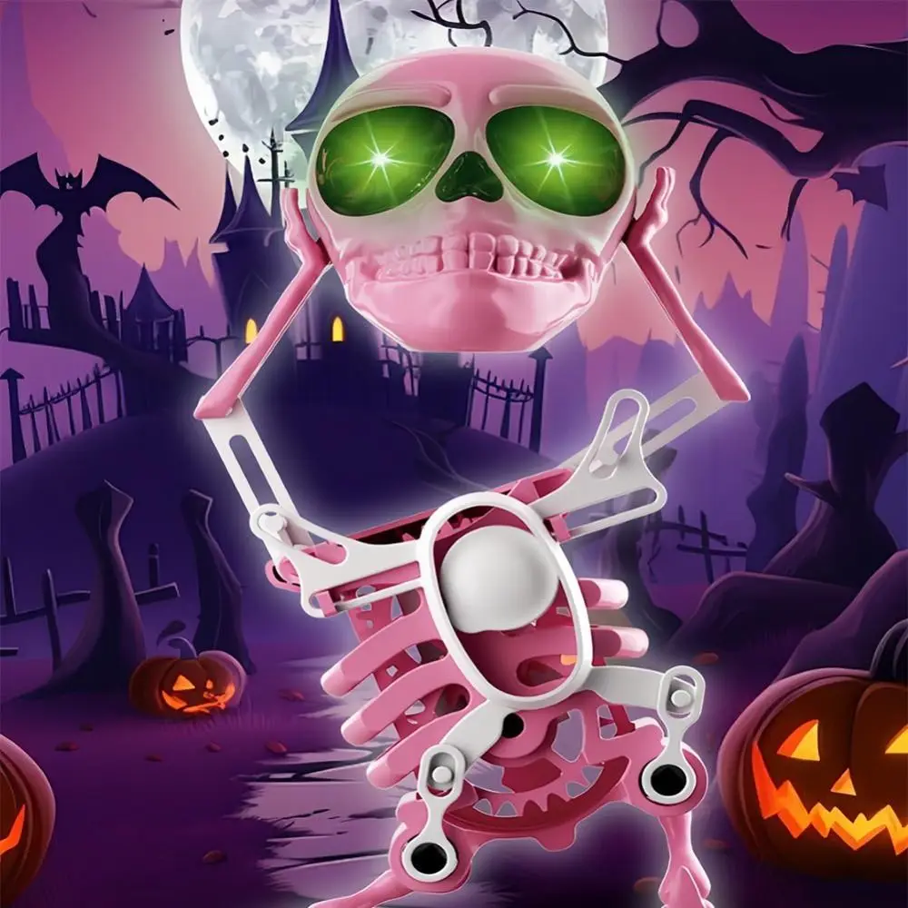 لعبة جمجمة مضيئة للرقص والتأرجح ثلاثية الأبعاد مع موسيقى مع أضواء هيكل عظمي للرقص مفصلية مرنة لتخفيف التوتر