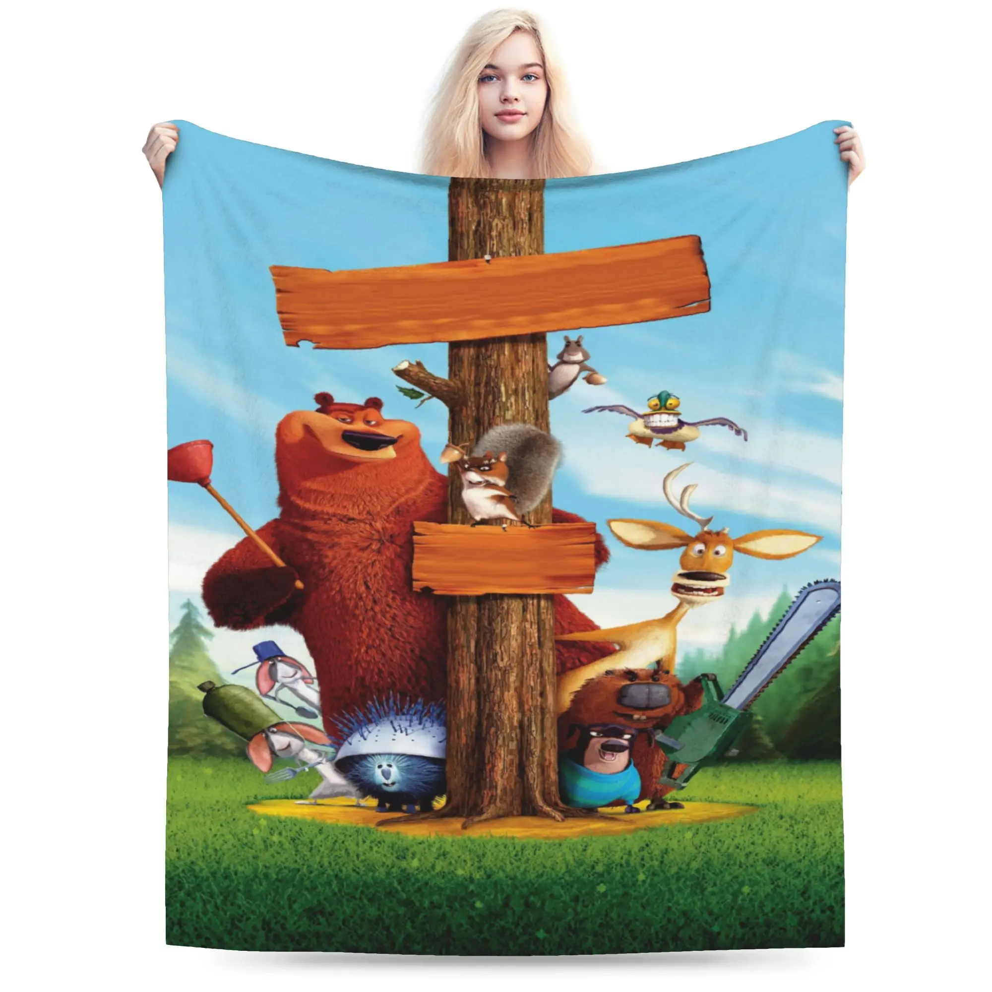 Grizzly And Lemmings  Throw Blanket for Couch  Fuzzy Soft Plush Blanket 50x60 Inches Multiple Sizes Bedspreads for All Seasons