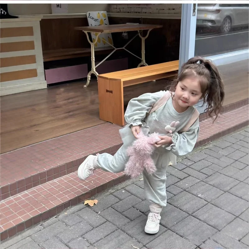 

Children's Sports Suit Autumn Girls Clothes Sweatshirt Pants Two-piece Set2025Spring and Autumn New Style Baby Girl