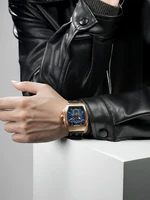 TSAR BOMBA Watches for Men Tonneau Wristwatch Quartz Clock Sapphire Date Chronograph Luxury Mens Watch photo 6