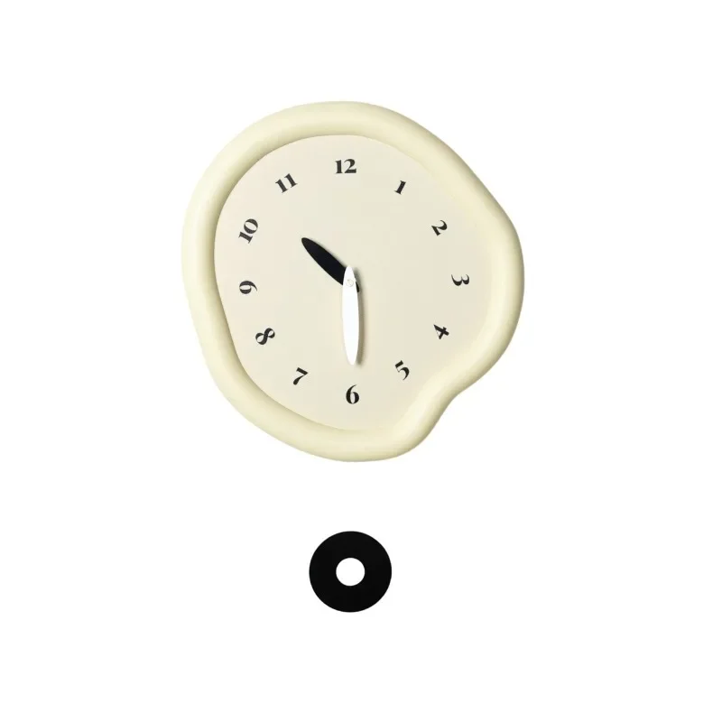 Cream wind minimalist wall clock decorative clock, painted beige frame black scale, ultra-quiet without emptying
