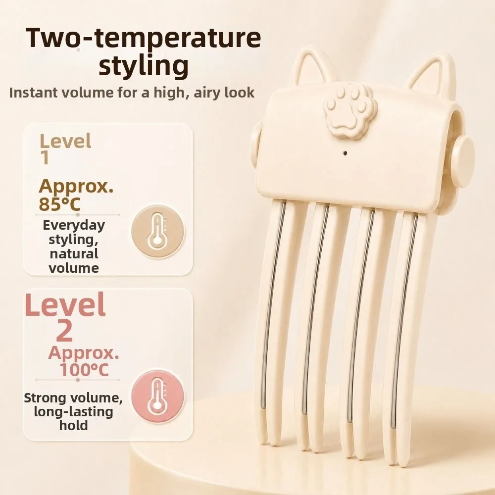 Rechargeable Heated Hairpin High Crown Wireless Volumizing Bangs Clip Cat Pattern Curling Fixed Shape Electric Hair Clips