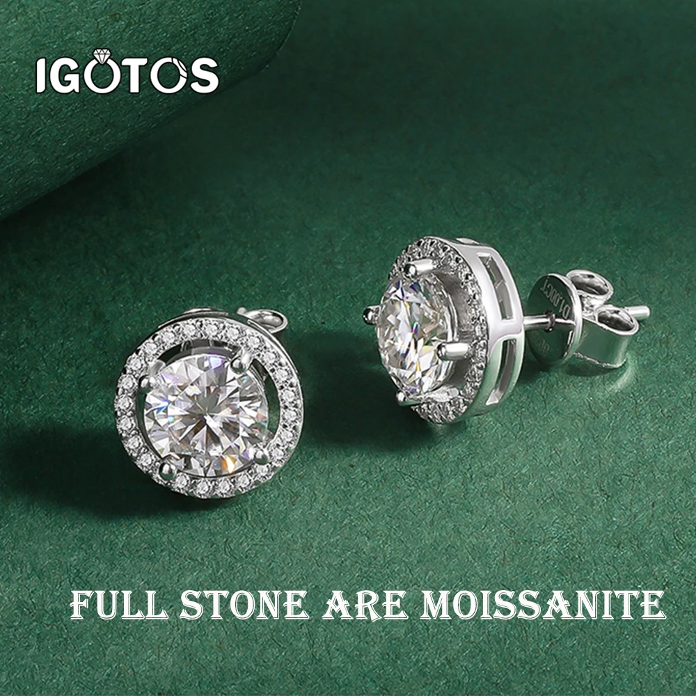 

2CT Moissanite Stud Earrings for Women 925 Sterling Silver Platinum Plated Hypoallergenic Wedding Anniversary Fine Jewelry Gifts