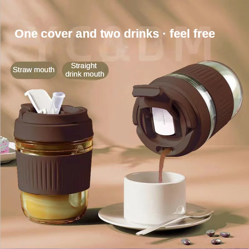 New Cute Water Bottles for Girls,cups with Lids and Straws Coffee Cup Glass Water Cup High Face Value Straw Cup Portable - Image 2