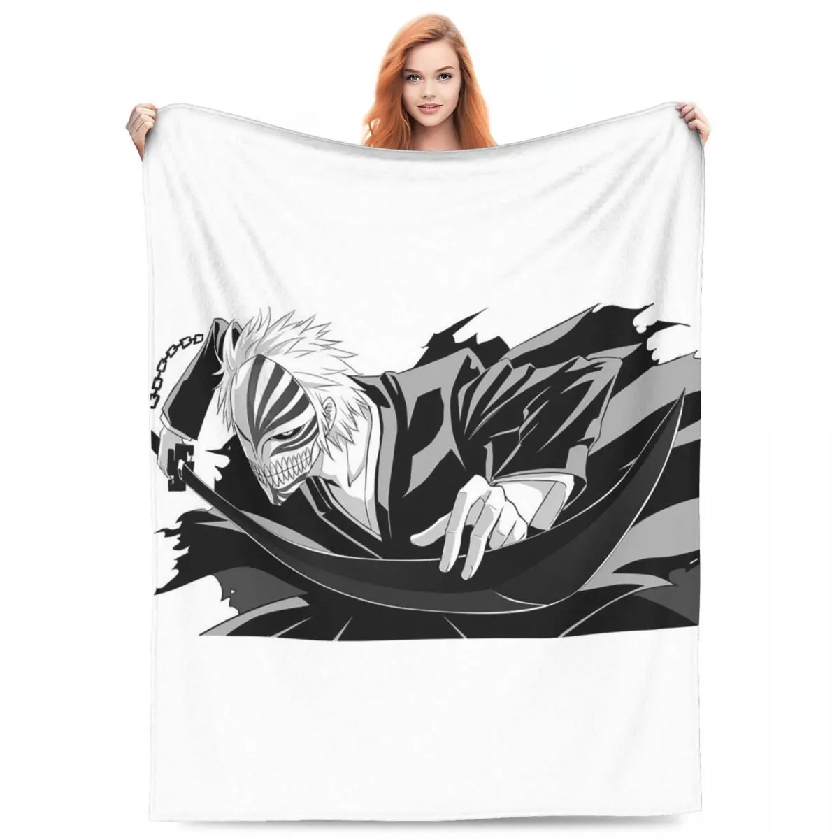 Ichigo Kurosaki Anime Blanket Fleece Sofa Throw Blanket Portable for Home Bedroom Office Throws Bedspread Quilt