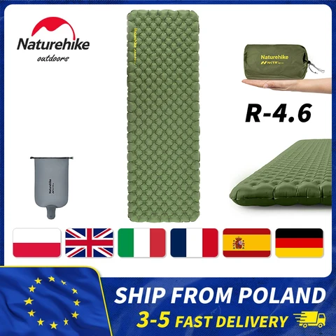 Naturehike R4.6 Colchão de ar 8 cm de espessura Almofada de dormir inflável ultraleve para viagem ao ar livre Tapete de acampamento com bolsa inflável