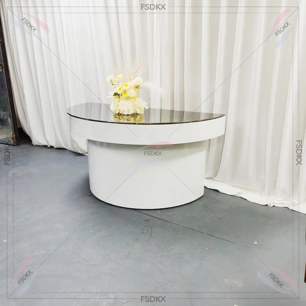 wedding stainless steel base event Half Round banquet dining wedding glass table