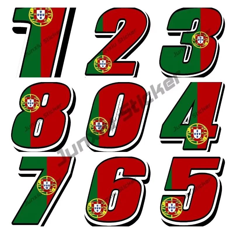 

Creativity Portuguese Flag Portugal Racing Number Motocross Car Stickers Styling Bike Car Waterproof PVC Decals Car Accessories