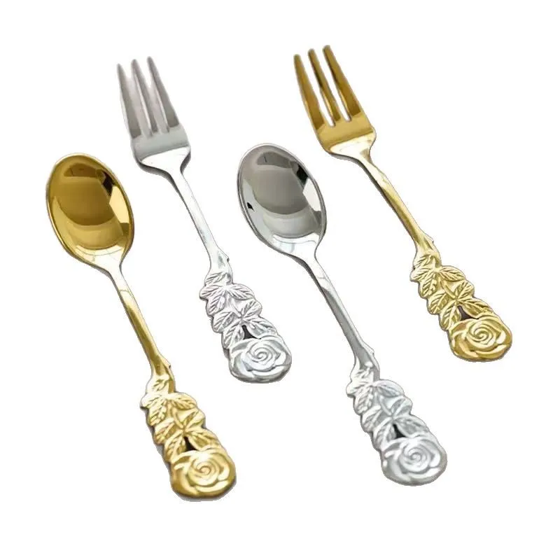 LMM Stainless Steel Fork Coffee Stirring Spoon Home Restaurant Dessert Pastry Spoon