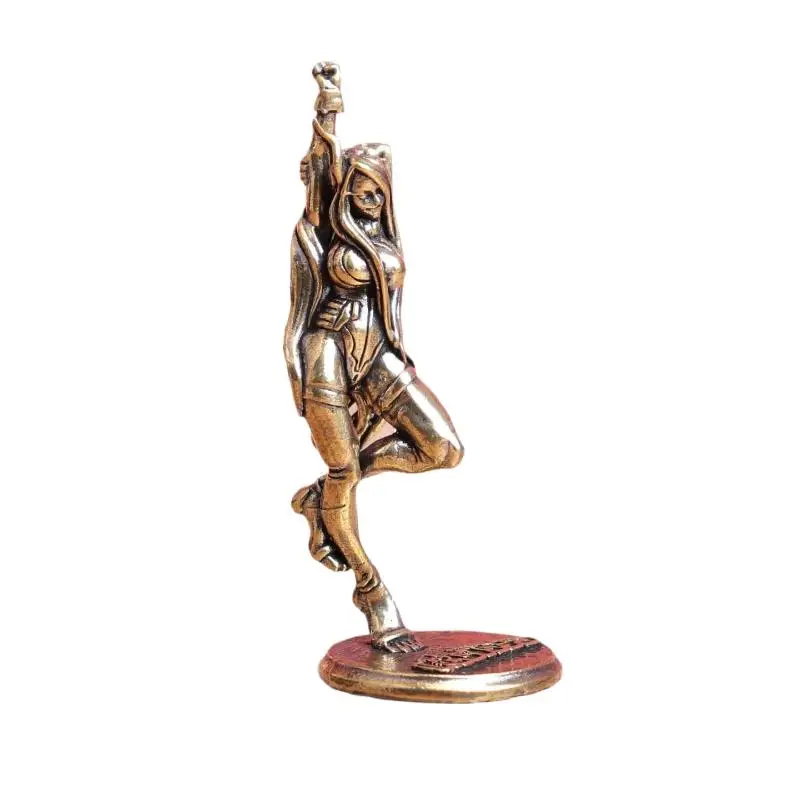/KQM/Vintage Brass Beautiful Lady Cat Statue Desk Ornament Office Bookshelf Artistic Home Decor