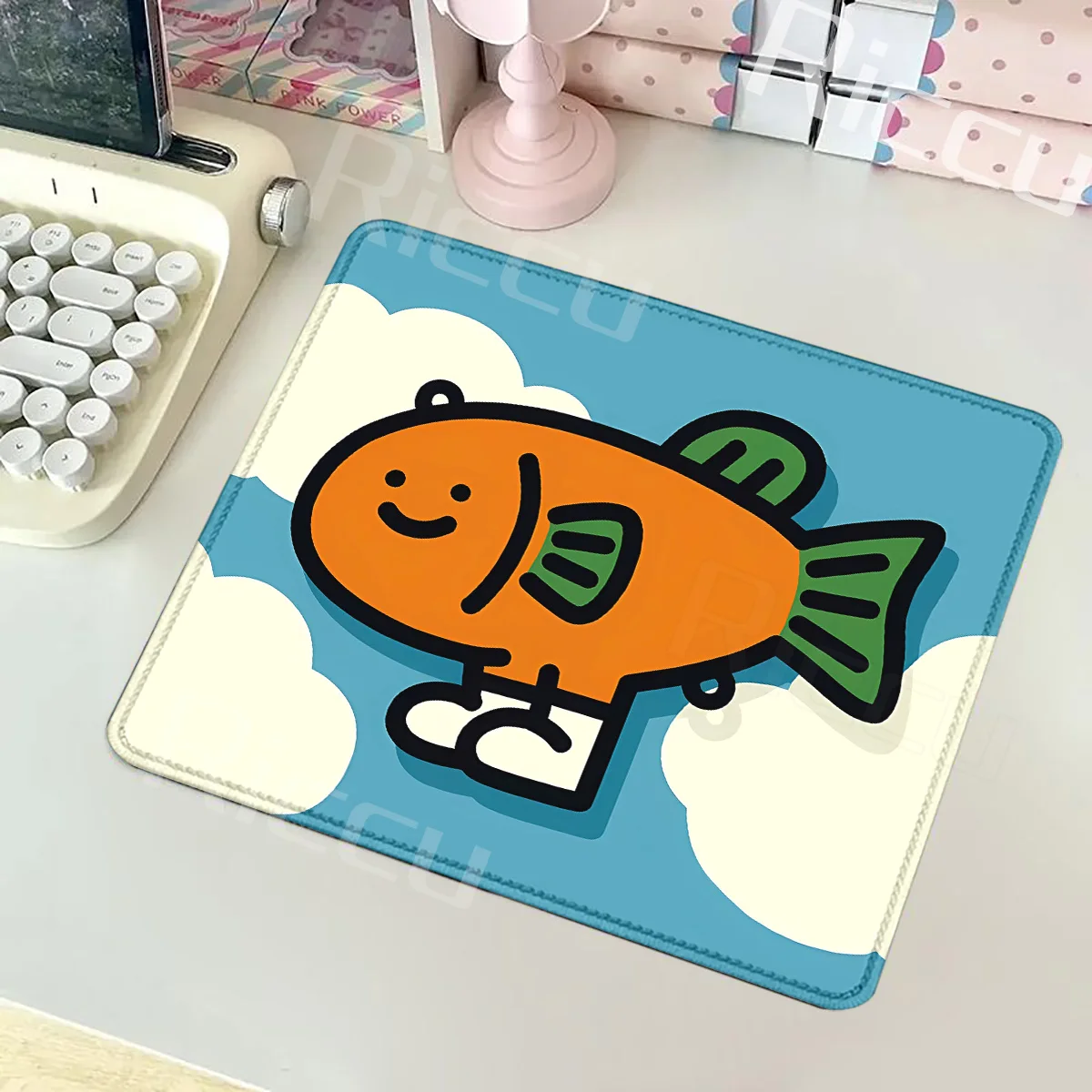 

Kawaii Cartoon Fish Mousepad Hot Sell Mousepad Anti Slip Natural Rubber Gamer Anime Fish Mat Office Decoration Home Keyboard Pad