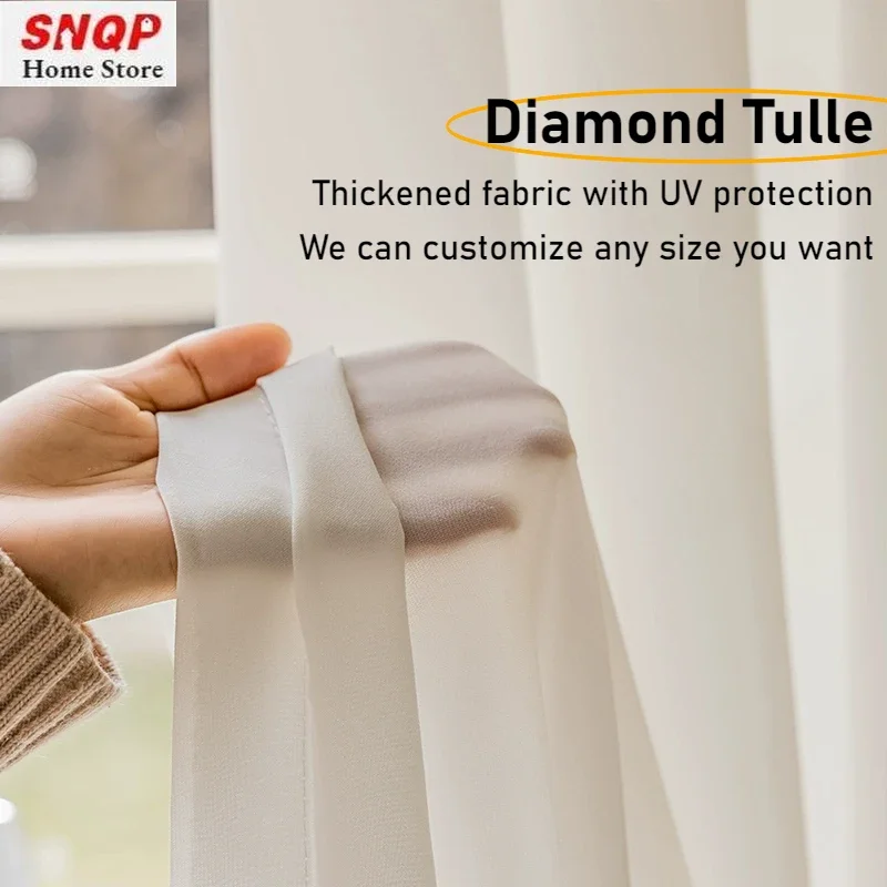 

Anti-scratch Anti-snatch White Tulle Curtains for Living Room Bedroom Dining Translucent and Impervious To People Custom Size