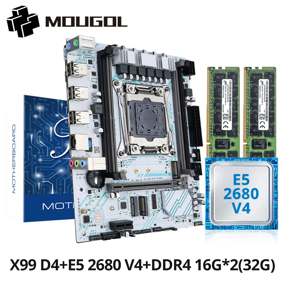MOUGOL X99 Motherboard Set with Xeon E5 2680 V4 Dual-channel DDR4