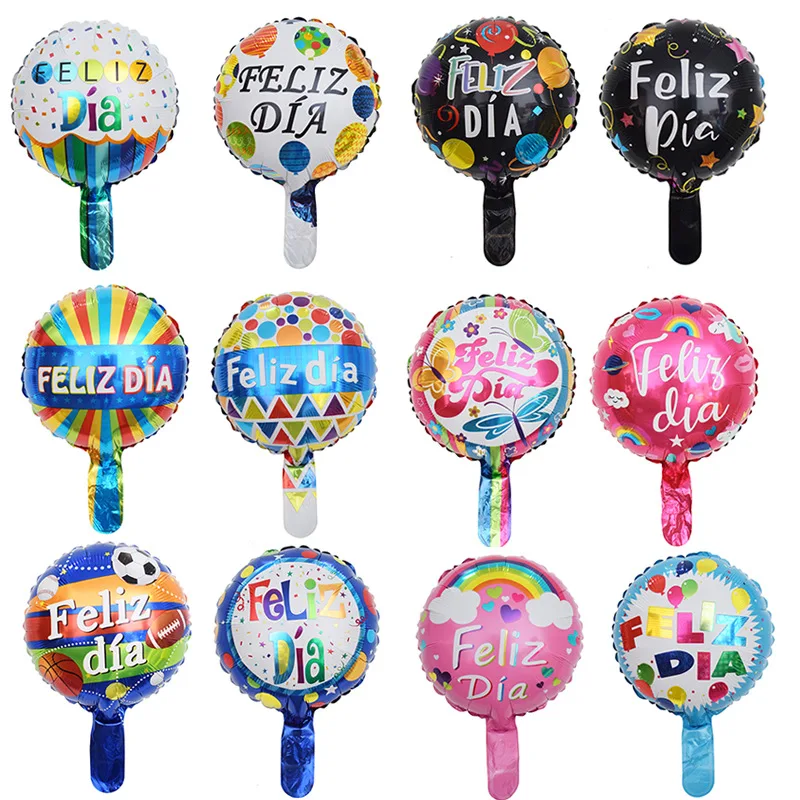 10pcs 10 Inch Spanish Happy Every Day Foil Balloons Feliz Dia Balloon Star Round Globos Birthday Party Baby Shower Wedding Decor