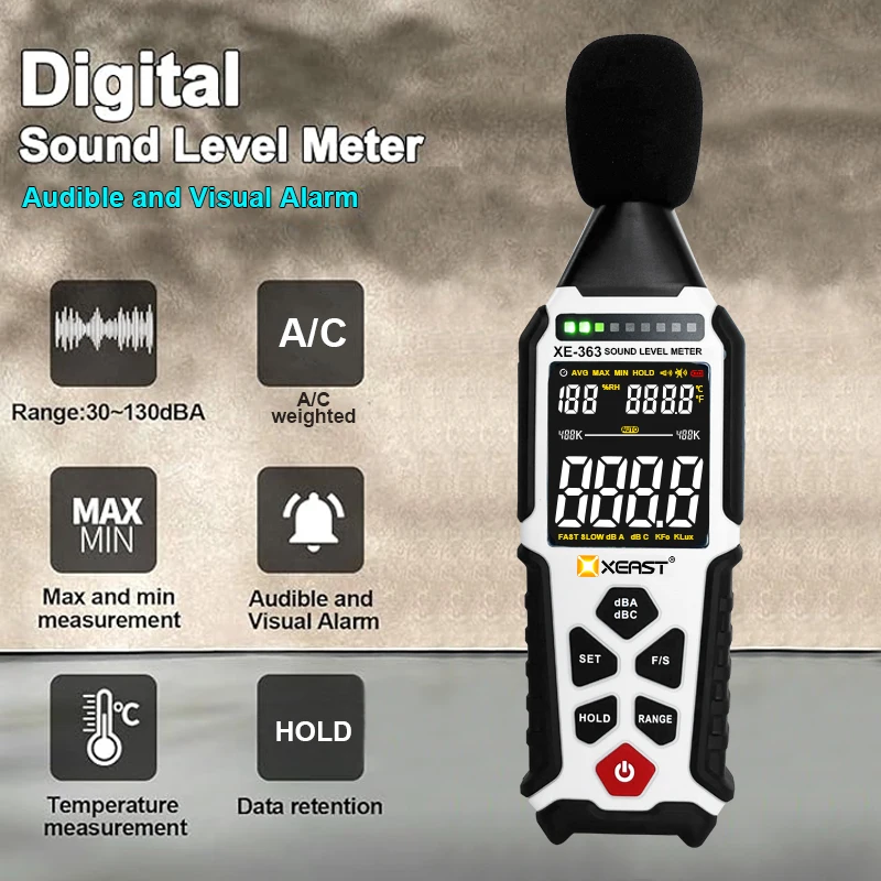 Portable High-Precision LCD Sound Level Meter for Home & Industrial Use