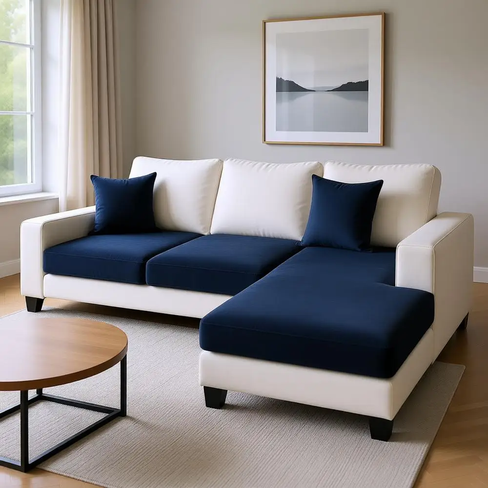 

Sectional Couch Covers 3-Piece Seat Cushion Velvet Separate L-Shape Couch Cover Stretch Sofa Slipcover with 2 Pieces Pillowcases