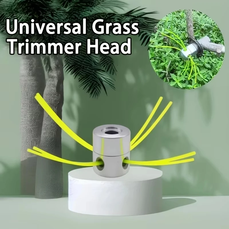 Universal Aluminum Trimmer Head with Four Trimmer Lines for Brush Cutter Grass Trimmer Head Replacement Tool Part