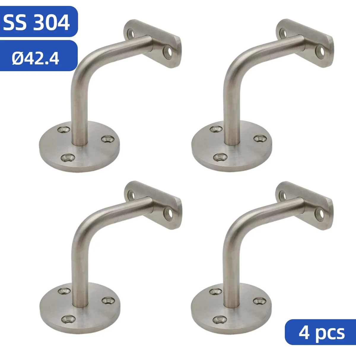 4PCS 304 Stainless Steel Staircase 42.4mm Stair Railing Bracket Wall Mount Handrail Bracket Support