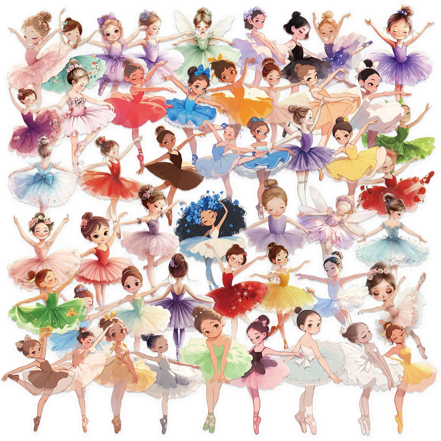 

10/30/50PCS Lovely Ballet Girls Transparent Doodle Stickers Creative Ballet Girl Cartoon Decal Laptop Phone Guitar Skateboard