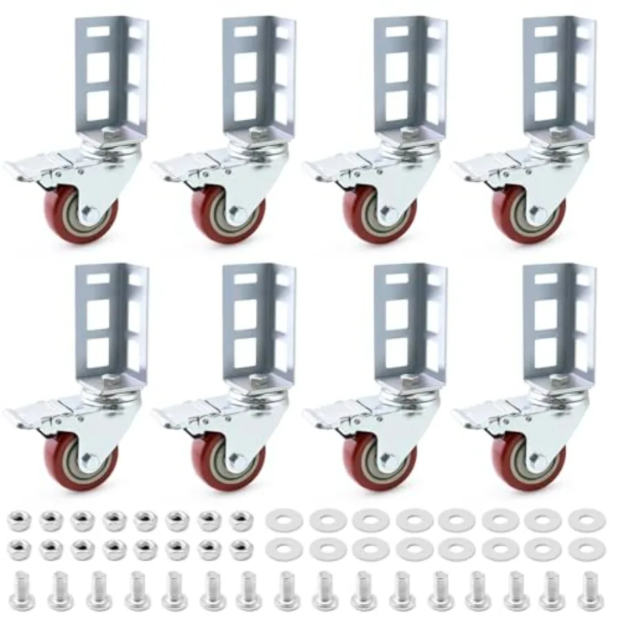 

QWORK 3 Boltless Rack Caster Wheels 8 Pack Storage Shelf Accessories Heavy Load 1000 lb Capacity for Garage Warehouse Workshop