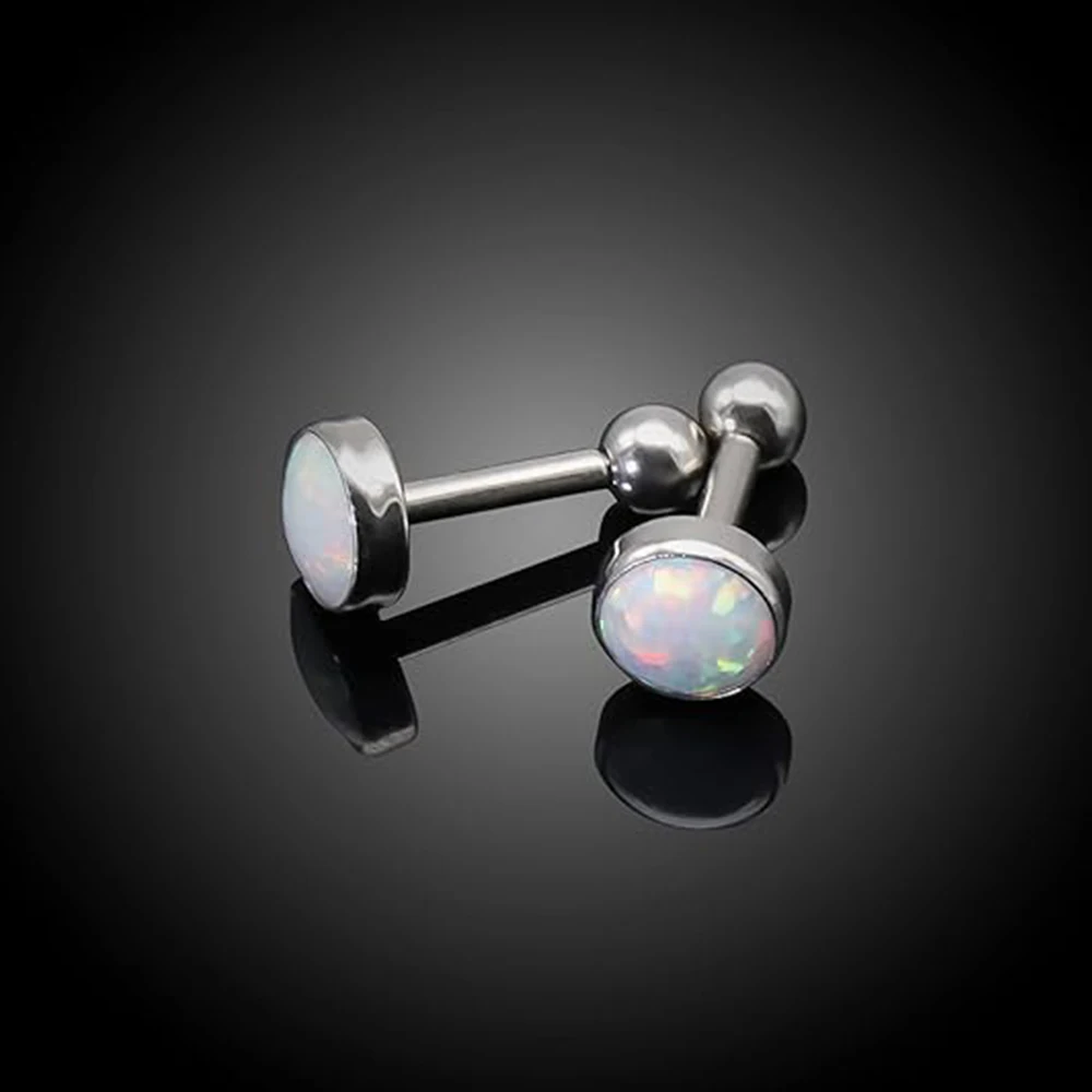 3pcs Internally Thread Opal Stone Labret Studs Lip Ring Ear Stud Helix Tragus Earring Stainless Steel Piercing Jewelry Women men