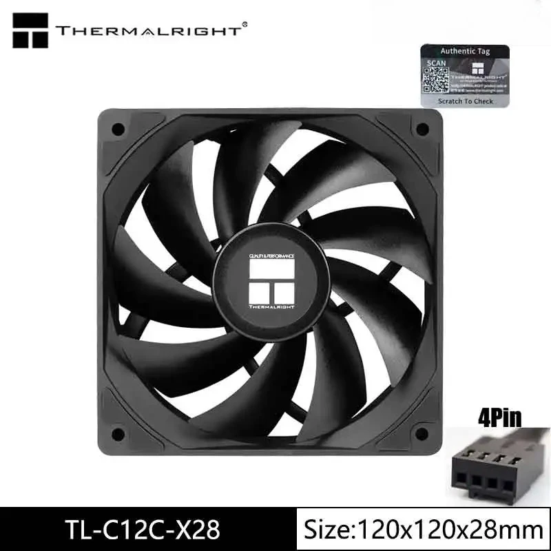 

Thermalright TL-C12C-X28 Computer case cooling fan，120x120x28mm/28mm Thickness/S-FDB Bearing/High Performance CPU Cooling Fan