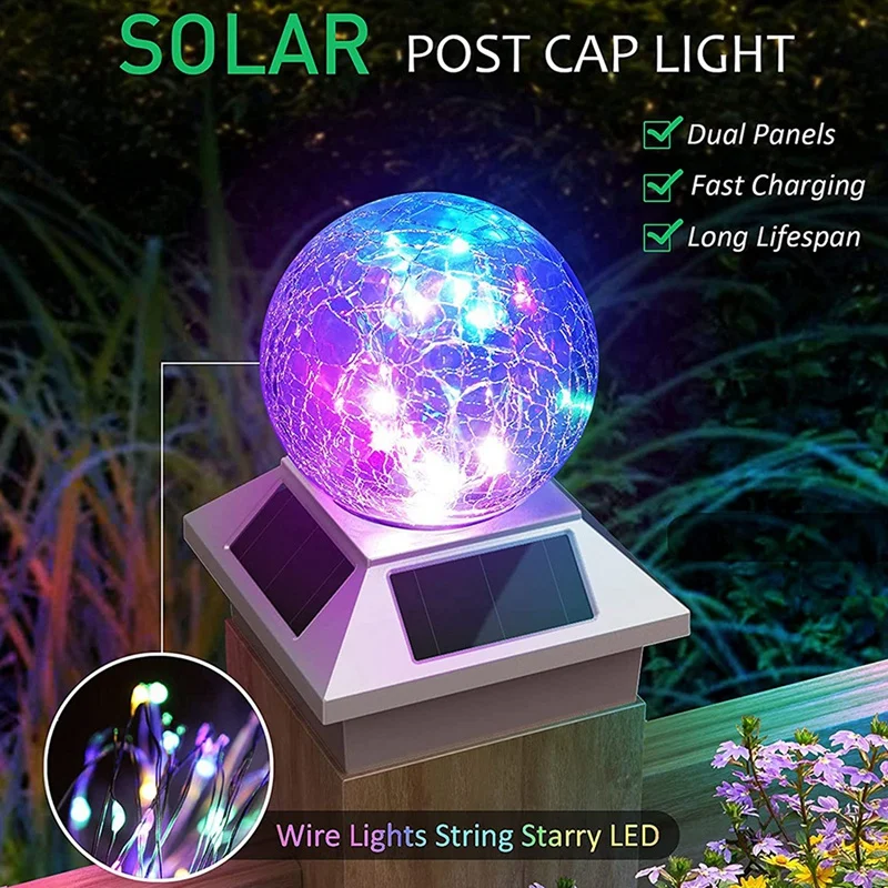 Solar Fence Post Cap Light, Outdoor Waterproof For Patio Post Lights Post Lights For Yard Landscape,Garden Decor