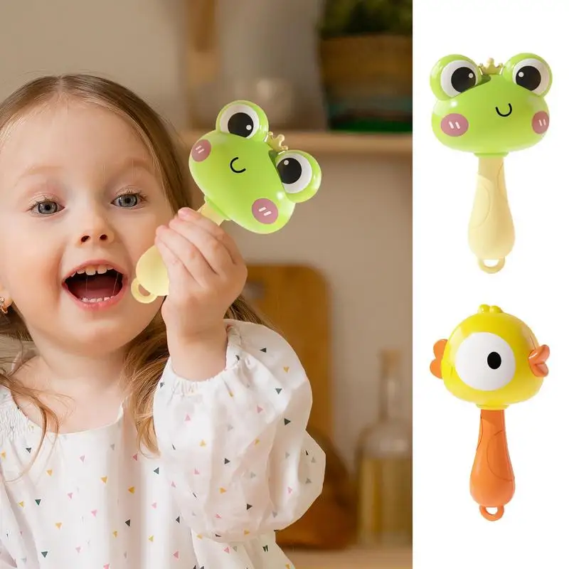 Baby Hand Rattles Maracas Frog Duck Soothing Hand Grip Rattles Toys | Small Frog Animal Maracas Colorful Maracas Musical Instrum