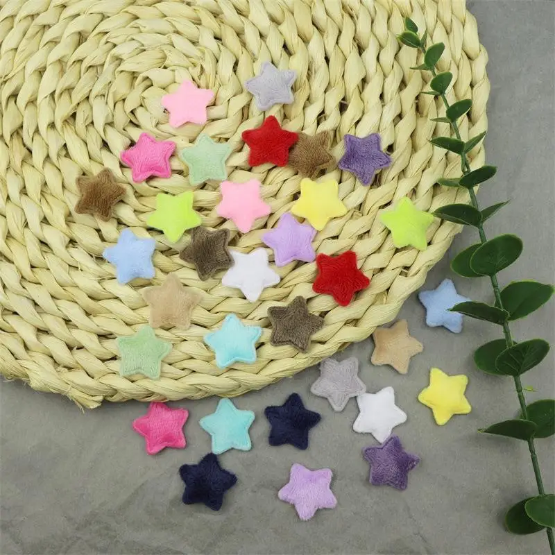 50Pcs Colorful Sewing Plush Star Patches Stickers Sew Clothes Jeans Patches Diy Coats Applique Handmade Patchwork Accessories