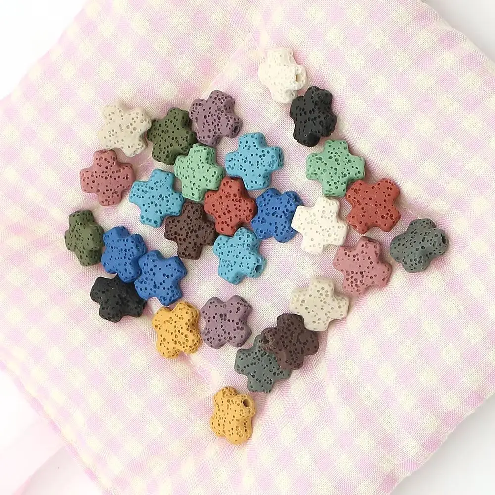 متعدد الألوان عبر شكل الصخور البركانية الخرز 14x14 مللي متر ثقوب مستقيمة فضفاض حبة الإكسسوار 10 قطعة ل عقد دي اي واي سوار Jewelry