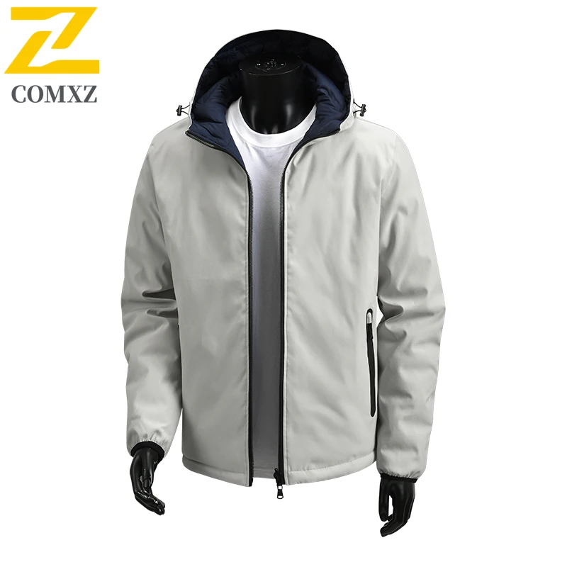 الرجال سترة قطن 2025 الاتجاه تنوعا على الوجهين ارتداء سميكة الدافئة مقنعين سترة معطف في الهواء الطلق عادية فضفاض سستة سترة قطن