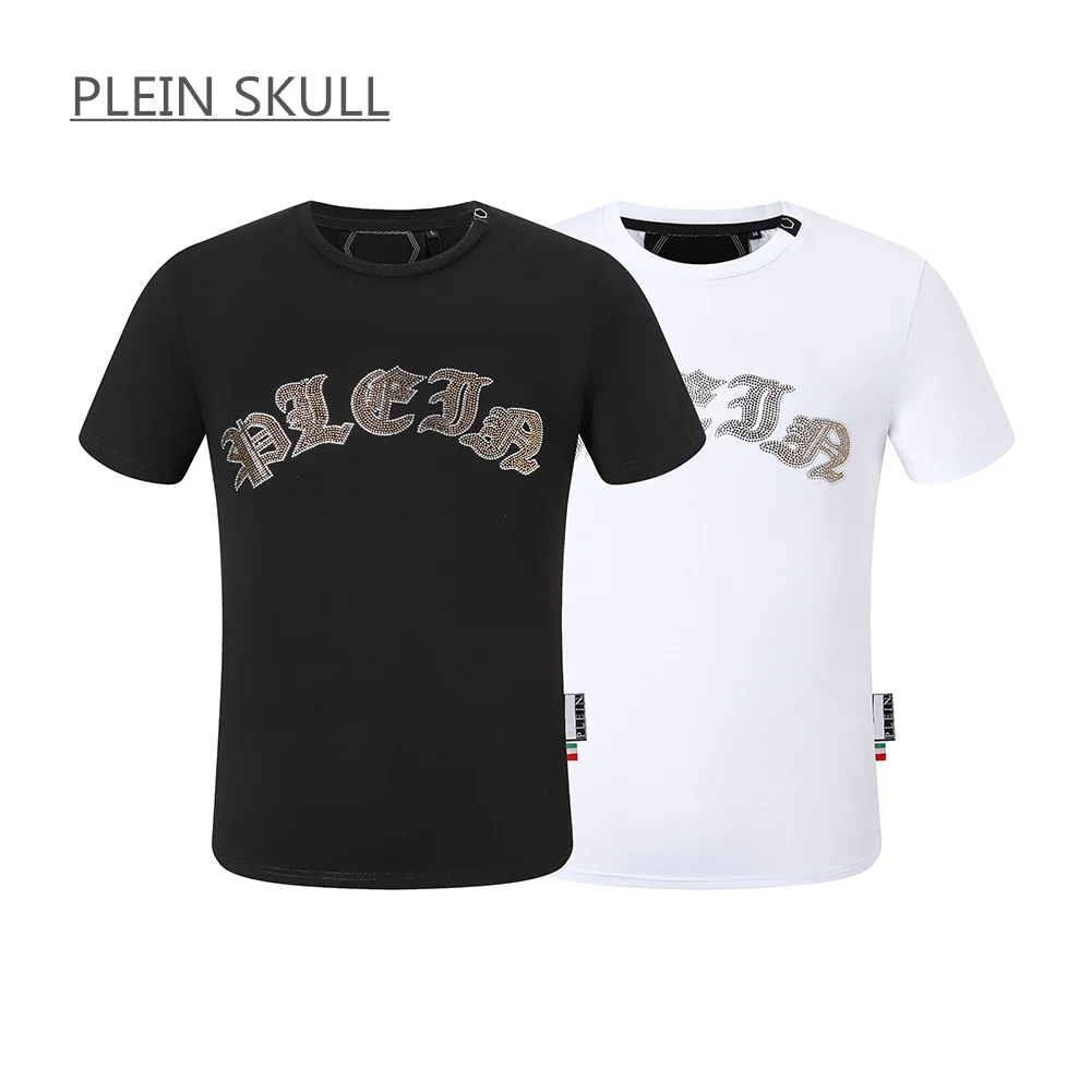 PLEIN SKULL Men's T-shirt Breathable Fitness Summer Hip Hop Punk Short Sleeve Top Round Unisex Sports Trend Neck Tee