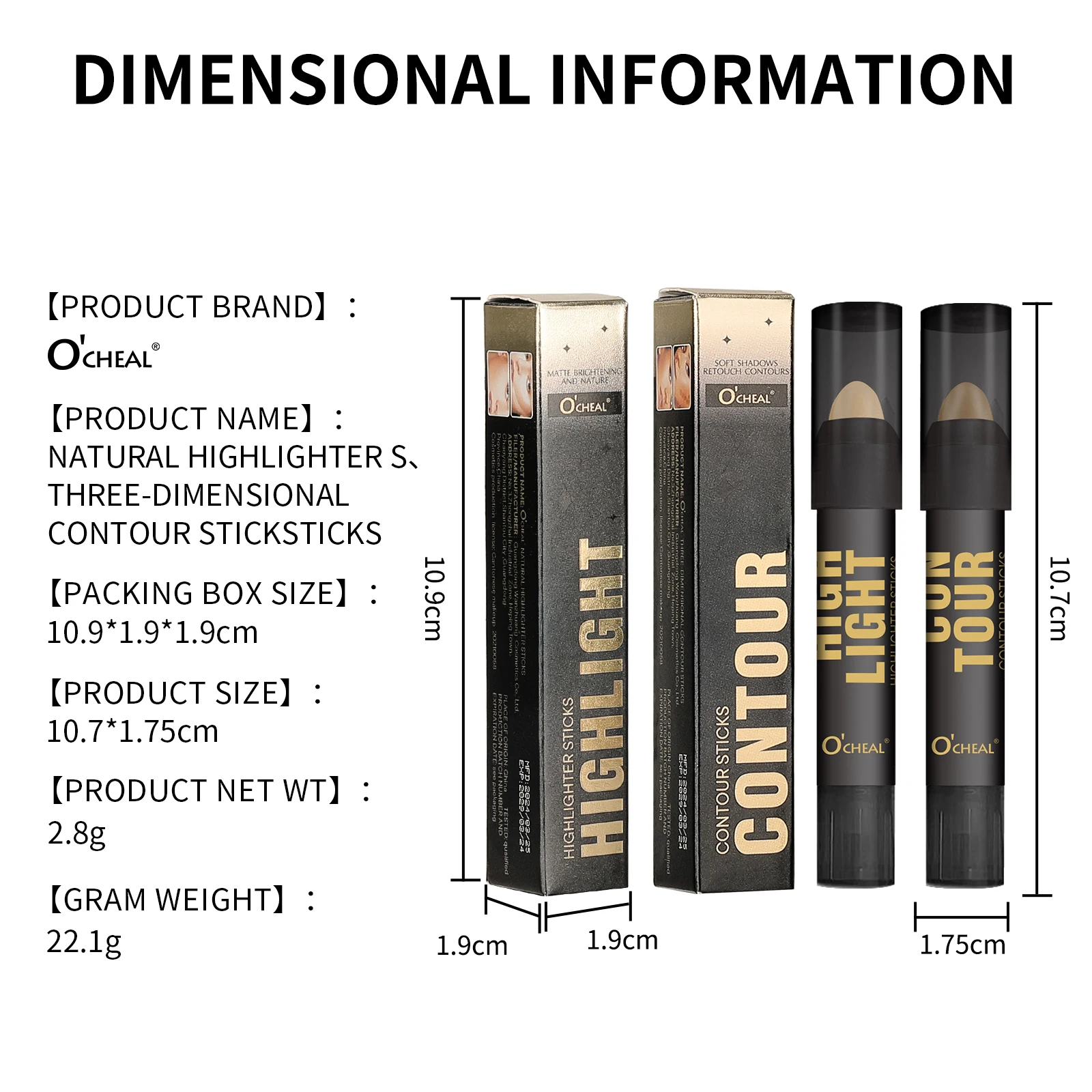 Professioneller Contour Stick Highlighter Concealer Seidenraupen-Nasenschatten-Make-up-Stift zur Gesichtsformung und Hervorhebung von Kosmetika