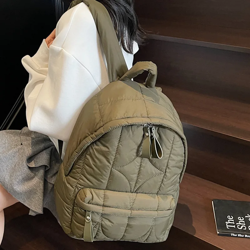 

Корейские модные женские рюкзаки, нейлоновые однотонные стеганые школьные сумки, студенческие рюкзаки для путешествий, повседневные Mochilas